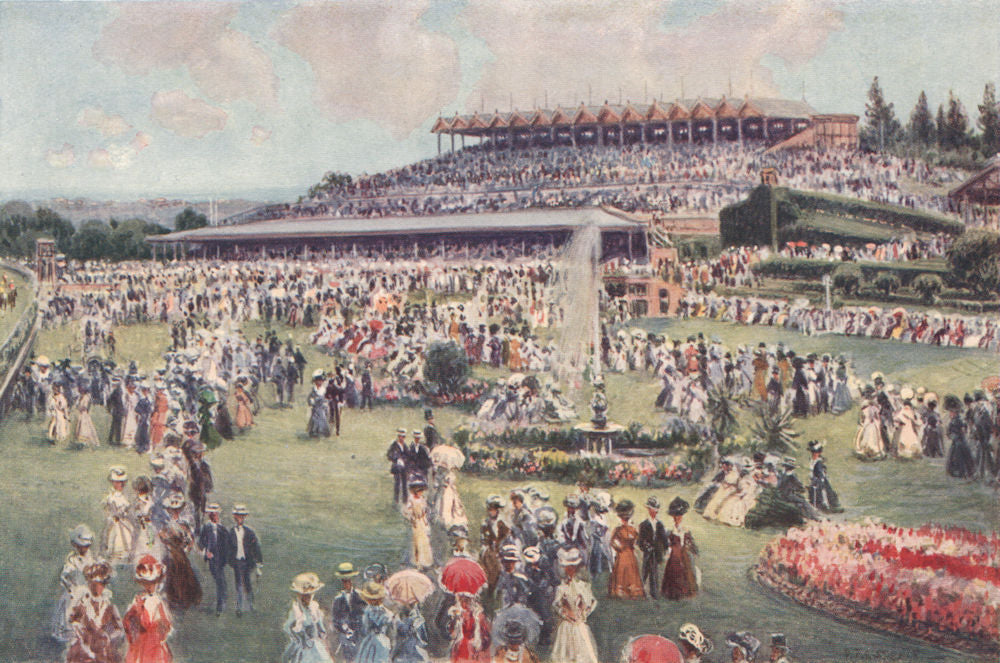 Flemington Race-Course - Melbourne Cup Day' by Percy Spence. Australia 1910